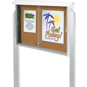 Image for Enclosed Sliding Door Indoor Corkboard, White, 45" X 3'6" from HD Supply