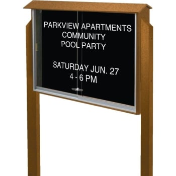 Image for Enclosed Sliding Door Outdoor Letter Board, Post Mount, Cedar, 52 x 40" from HD Supply