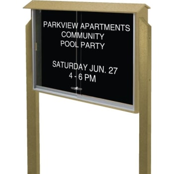 Image for Enclosed Sliding Door Outdoor Letter Board, Post Mount, Sand, 45" x 3'6" from HD Supply