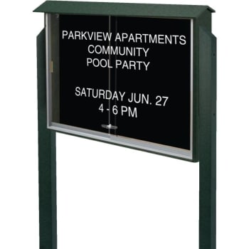 Image for Enclosed Sliding Door Outdoor Letter Board, Post Mount, Green, 52 x 40" from HD Supply