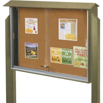 Image for Enclosed Sliding Door Indoor Corkboard, Weathered Wood, 52 X 40" from HD Supply