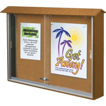 Image for Enclosed Sliding Door Indoor Corkboard, Wall Mount, Cedar, 45" x 3'6" from HD Supply
