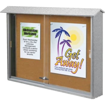 Image for Enclosed Sliding Door Corkboard, Wall Mount, Gray, 45" x 3'6" from HD Supply