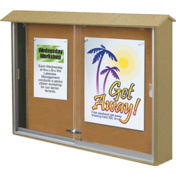 Image for Enclosed Sliding Door Indoor Corkboard, Wall Mount, Sand, 45" x 3'6" from HD Supply