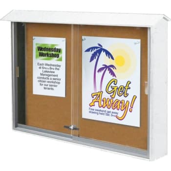 Image for Enclosed Sliding Door Corkboard, Wall Mount, White, 52 x 40" from HD Supply