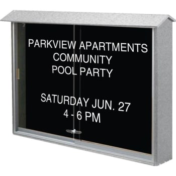 Image for Enclosed Sliding Door Indoor Letter Board, Wall Mount, Light Gray, 45" x 3'6" from HD Supply