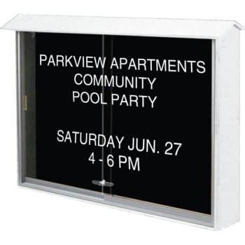 Enclosed Sliding Door Outdoor Letter Board, Wall Mount, White, 52 x 40"