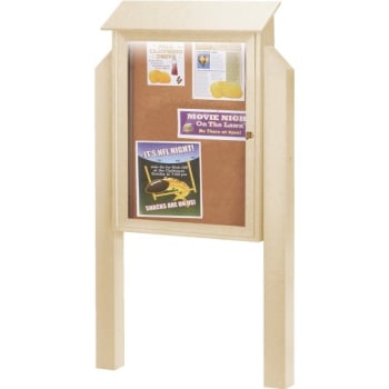 Image for Enclosed Single Door Outdoor Corkboard, Light Post, Sand, 32 x 48" from HD Supply