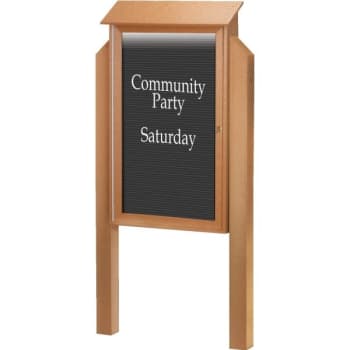 Image for Enclosed Single Door Outdoor Letter Board, Light Post, Cedar, 26 x 42" from HD Supply