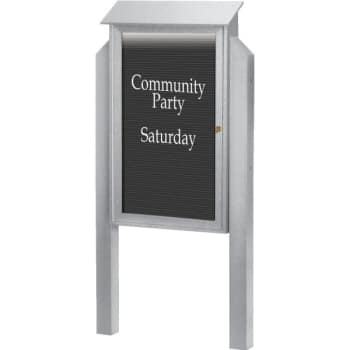 Image for Enclosed Single Door Outdoor Letter Board, Light Post, Light Gray, 32 X 48" from HD Supply