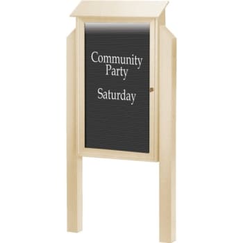 Image for Enclosed Single Door Outdoor Letter Board, Light Post, Sand, 38 x 54" from HD Supply