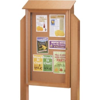 Image for Enclosed Single Door Outdoor Corkboard, Lighted Post, Cedar, 26 X 42" from HD Supply