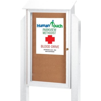Image for Enclosed Single Door Outdoor Corkboard, Light Post, White, 38 x 54" from HD Supply
