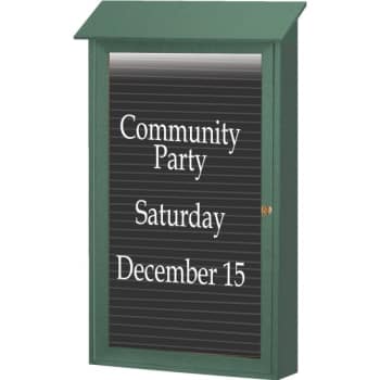 Image for Enclosed Single Door Letter Board, Lighted Wall Mount, Woodland Green, 38 x 54" from HD Supply