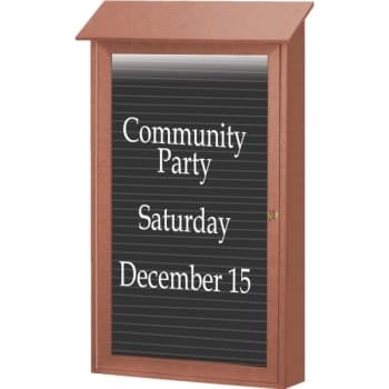 Image for Enclosed Single Door Letter Board, Lighted Wall Mount, Cedar, 26 x 42" from HD Supply