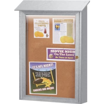 Image for Enclosed Single Door Corkboard, Lighted Wall Mount, Light Gray, 26 x 42" from HD Supply