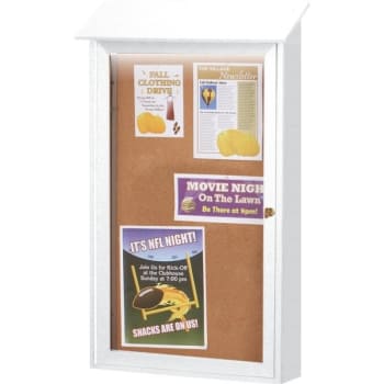 Image for Enclosed Single Door Corkboard, Lighted Wall Mount, White, 26 x 42" from HD Supply