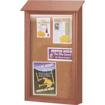 Image for Enclosed Single Door Corkboard, Lighted Wall Mount, Cedar, 26 x 42" from HD Supply