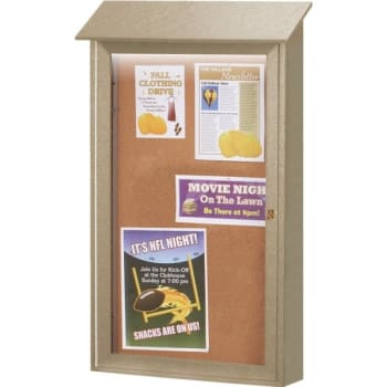 Image for Enclosed Single Door Corkboard, Lighted Wall Mount, Weathered Wood, 32 x 48" from HD Supply