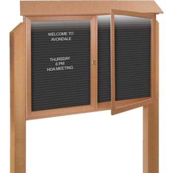 Image for Enclosed Double Door Letter Board, Light Post, Cedar, 45" x 3'6" from HD Supply