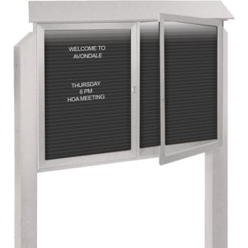 Image for Enclosed Double Door Letter Board, Light Post, Light Gray, 45" x 3'6" from HD Supply