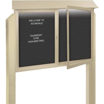 Image for Enclosed Double Door Letter Board, Light Post, Sand, 52 X 40" from HD Supply