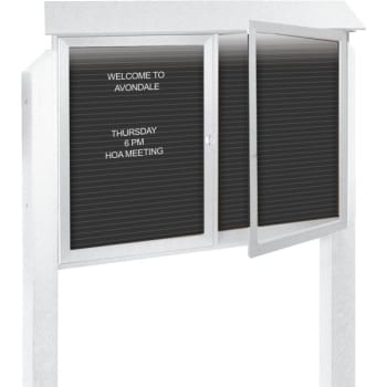 Image for Enclosed Double Door Letter Board, Light Post, White, 45" x 3'6" from HD Supply