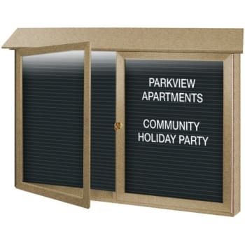 Image for Enclosed Double Door Letter Board, Lighted Wall Mount, Sand, 45" x 3'6" from HD Supply