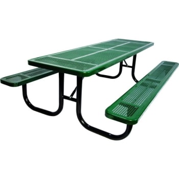 Ultrasite® Rectangular Table, Green Thermoplastic Coated Perforated Steel, 6'