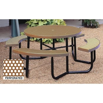 Ultrasite® Round Table, Beige Perforated Metal, Thermoplastic Coated Steel