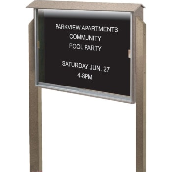Image for Enclosed Sliding Door Letter Board, Light Post, Sand, 45" x 3'6" from HD Supply