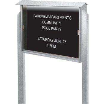 Image for Enclosed Sliding Door Letter Board, Light Post, White, 52 x 40" from HD Supply