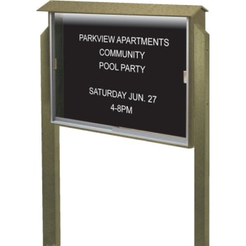 Image for Enclosed Sliding Door Letter Board, Light Post, Weathered Wood, 52 x 40" from HD Supply