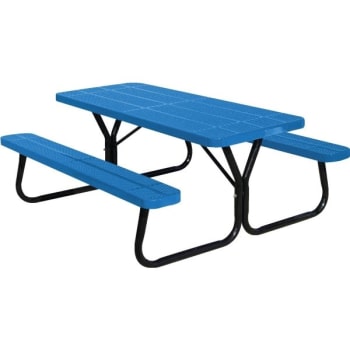 Ultrasite® Rectangular Table Blue Thermoplastic Coated Perf Steel 6' 167 Lbs