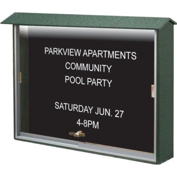 Image for Enclosed Sliding Door Letter Board, Lighted Wall Mount, Woodland Green, 52x40" from HD Supply