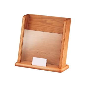 Image for Tabletop Literature Rack With Business Card Holder, Medium Oak Finish from HD Supply