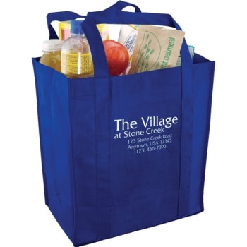 Image for Custom Reusable Grocery Totes, Navy Blue With 1 Color Imprint from HD Supply