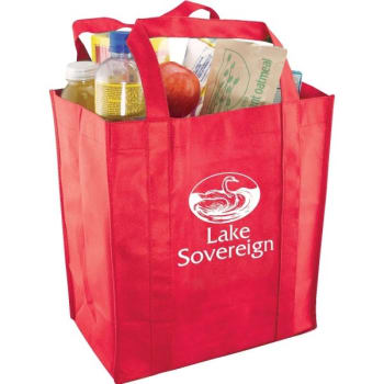 Image for Custom Reusable Grocery Totes, Red with 1 Color Imprint from HD Supply