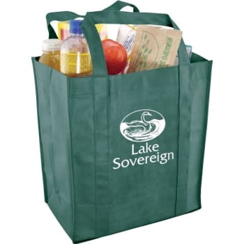 Image for Custom Reusable Grocery Totes, Dark Green with 1 Color Imprint from HD Supply