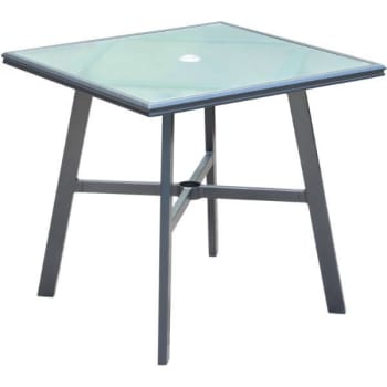 Cape Soleil Commercial Aluminum 30" Square Glass Top Table