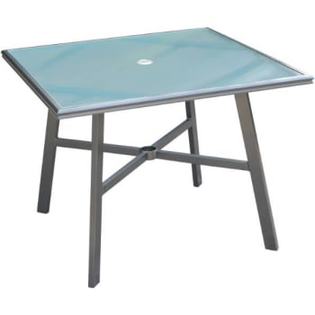 Cape Soleil Commercial Aluminum 38" Square Glass Top Table