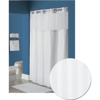 Image for Focus Products Wyndham Green Hookless Shower Curtain, Weave, White, Case Of 12 from HD Supply