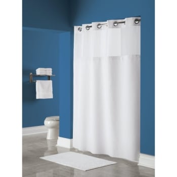 Image for Focus Products Wyndham Green Hookless Shower Curtain, Print, White, Case Of 12 from HD Supply