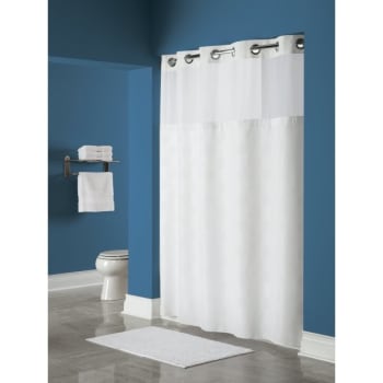 Image for Focus Products Wyndham Green Hookless Circle Shower Curtain, White, Case Of 12 from HD Supply