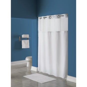 Image for Focus Products Wyndham Green Hookless Shower Curtain Vertical, White, Case Of 12 from HD Supply