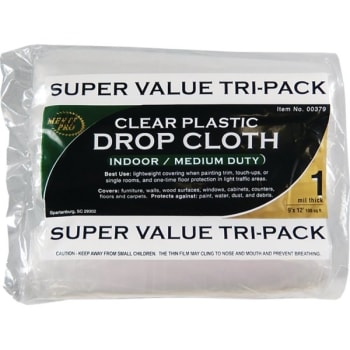 Image for Merit Pro Dynamic 00379 9' x 12' 1 Mil Clear Drop Cloth, Roll, Package Of 72 from HD Supply
