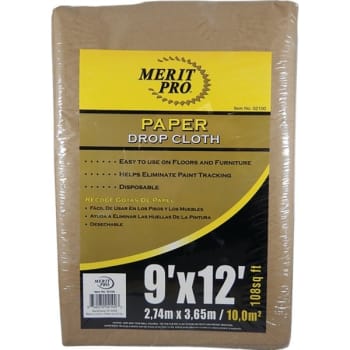 Image for Merit Pro 02100 9' x 12' Treated Paper Drop Cloth, Package Of 12 from HD Supply