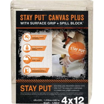Image for Trimaco 4 X 12' Stay Put Canvas Drop Cloth, Anti-Slip Barrier, Spill Block from HD Supply