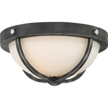 SATCO® Sherwood Black Two-Light Flush Mount With Nickel Accents