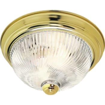Satco® 11 in. 60W 2-Light Incandescent Flush Mount Light (Polished Brass)